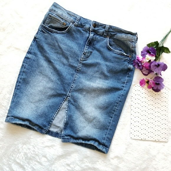 h&m denim pencil skirt